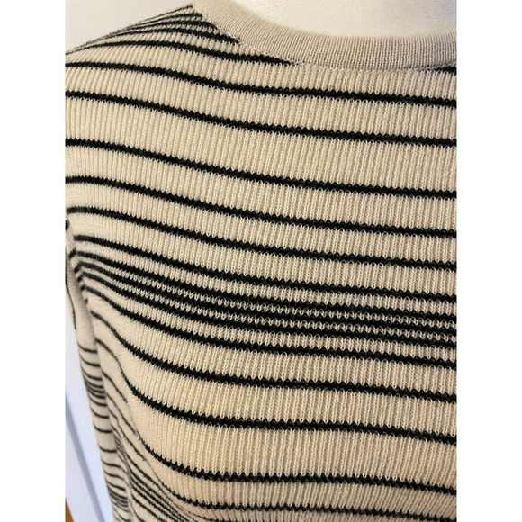 Hi-Low Pullover Striped Knit Sweater Sz P (striped cotton sweater sustainable) - Picture 3 of 4